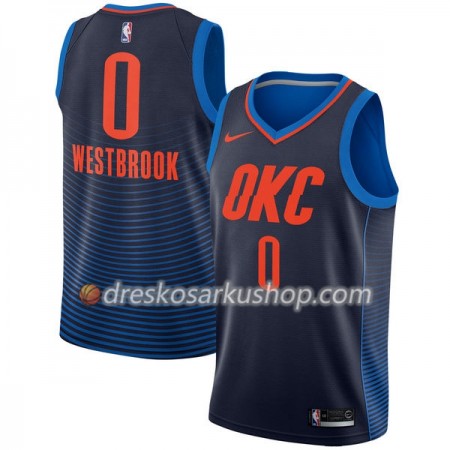 Muški NBA Dres Oklahoma City Thunder Russell Westbrook 0 Nike 2017-18 Navy Swingman